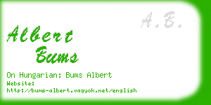 albert bums business card